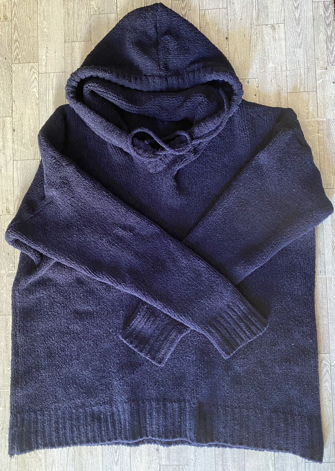 Vintage Navy, Chenille, Oversized Chunky Pullover Hooded Sweater Size ONE SIZE - 4 Thumbnail
