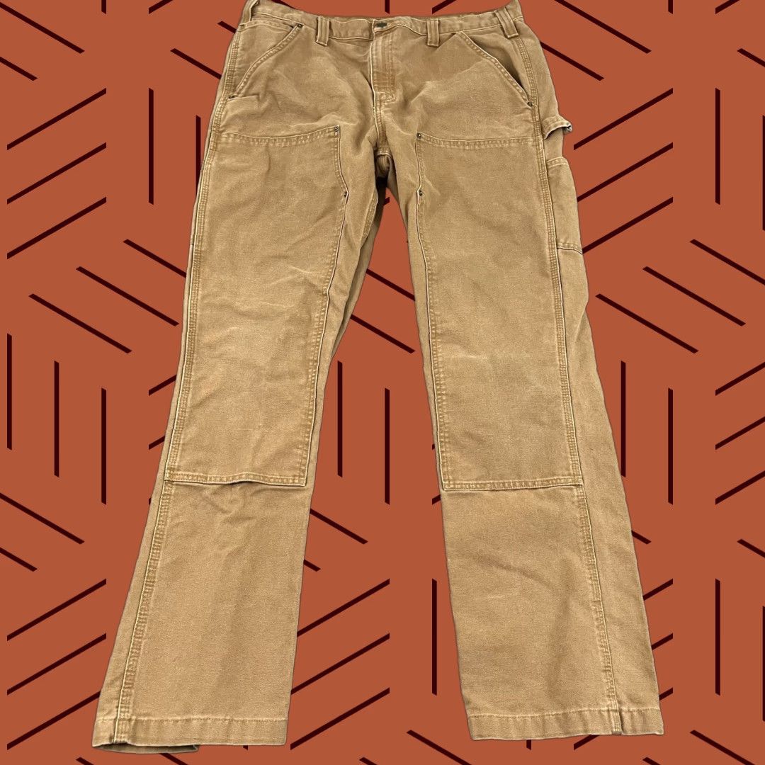 Carhartt Carhartt Pants Mens 38 x 34 Relaxed Brown Double Knee Canvas Workwear Size US 38 / EU 54 - 1 Thumbnail