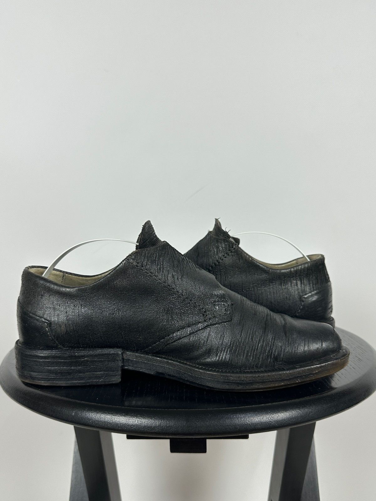 A.S.98 A.S.98 Black Distressed Leather Monk Strap Shoes Size US 6 / IT 36 - 8 Thumbnail