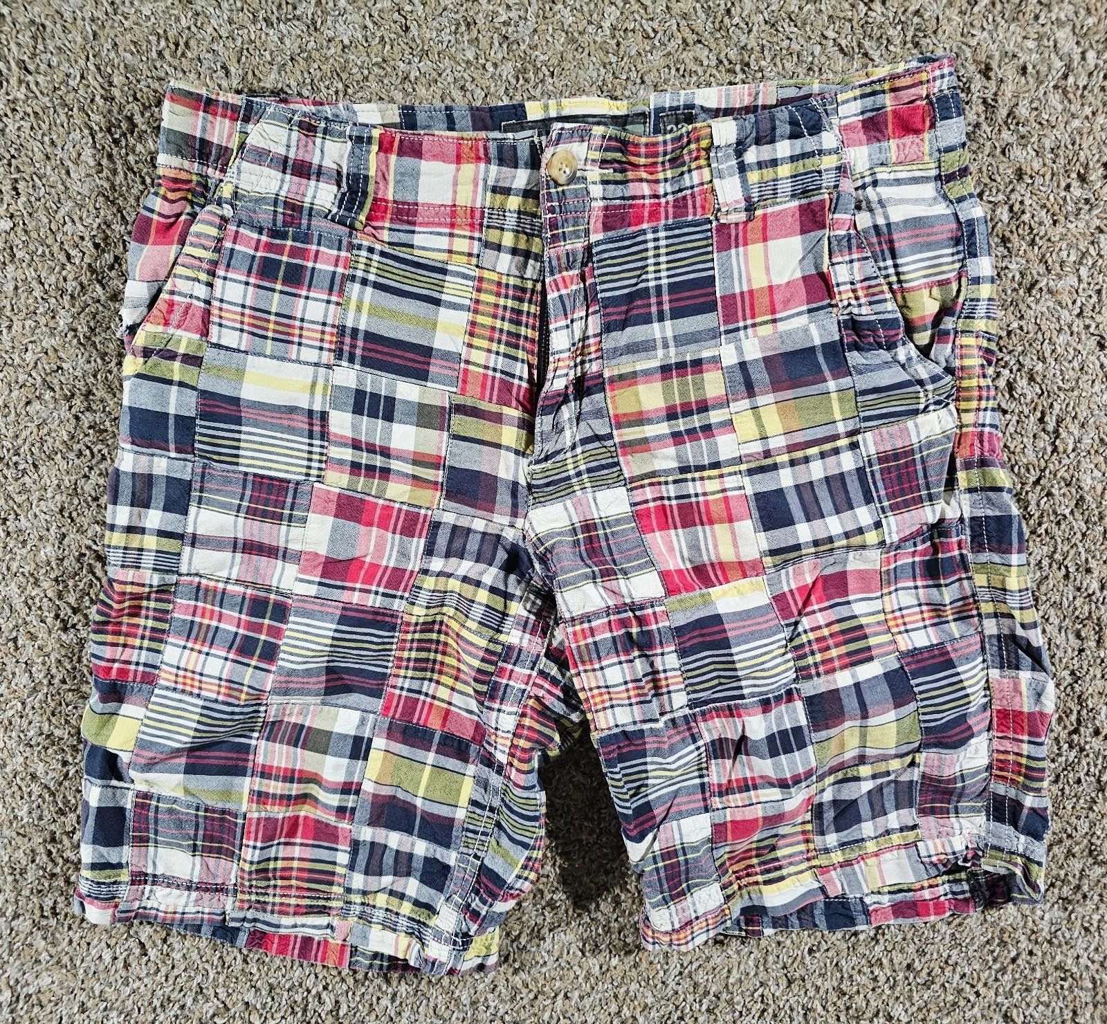 Old Navy OldNavy Cargo Shorts 33 Madras Patchwork Prep Vacation Plaid Size US 33 - 1 Thumbnail