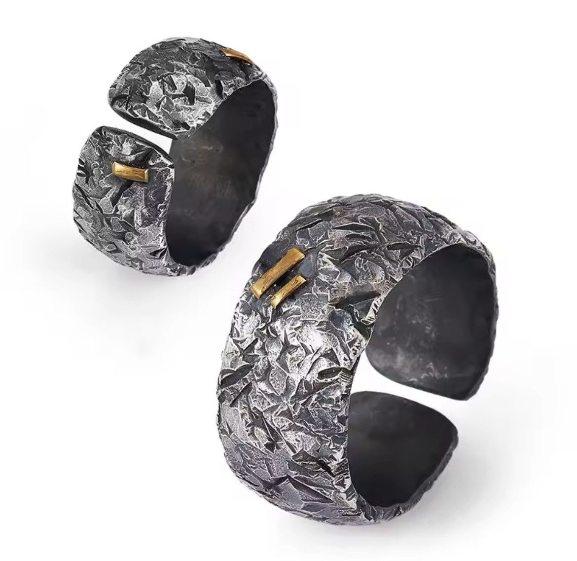 Other Brutalist Silver Ring with Gold Accent Size ONE SIZE - 2 Thumbnail