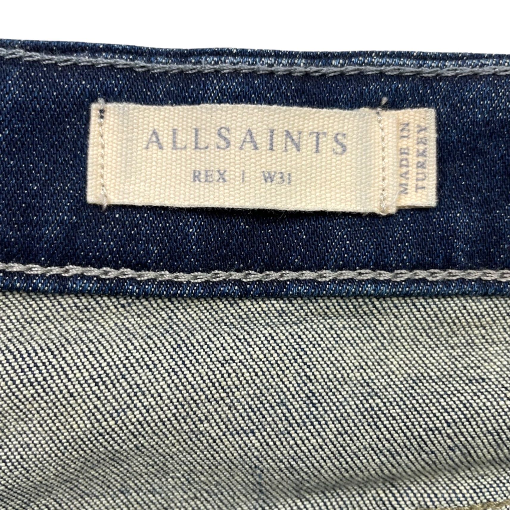 Allsaints AllSaints Jeans Rex Distressed Slim Button-Fly 31x32 Medium Wash Blue Mens Size US 31 - 6 Thumbnail