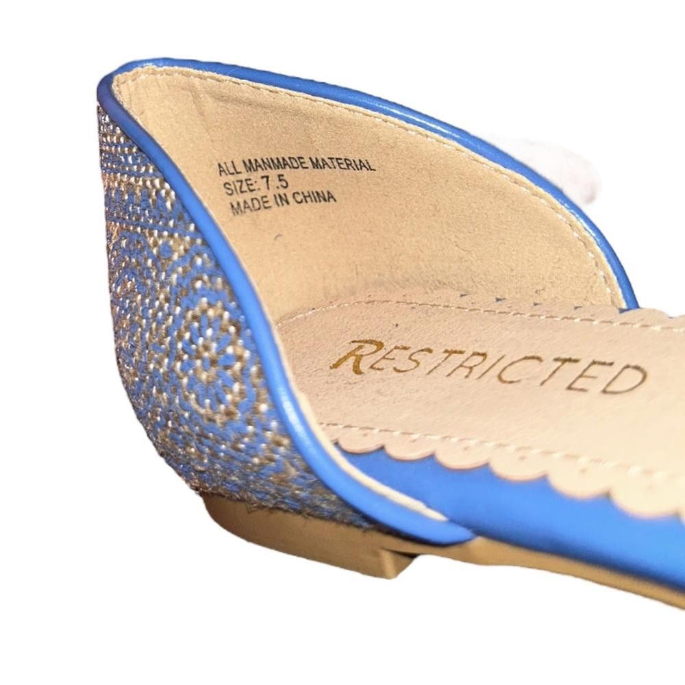 Restricted Restricted l Blue/Beige Embroidered Flats Size 7.5 Size US 7.5 / IT 37.5 - 7 Thumbnail