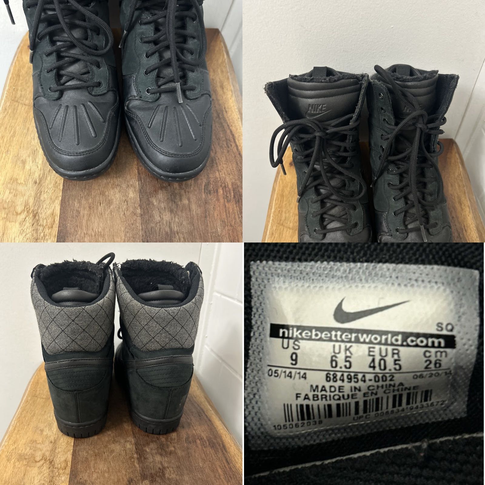 Nike Nike Dunk Sky High SneakerBoot Womens 9 Black Winter Boots 2014 Nike Dunk 684954-002 Sneaker High Top Boots Womens Mens Girls Size US 7 / IT 37 - 9 Thumbnail