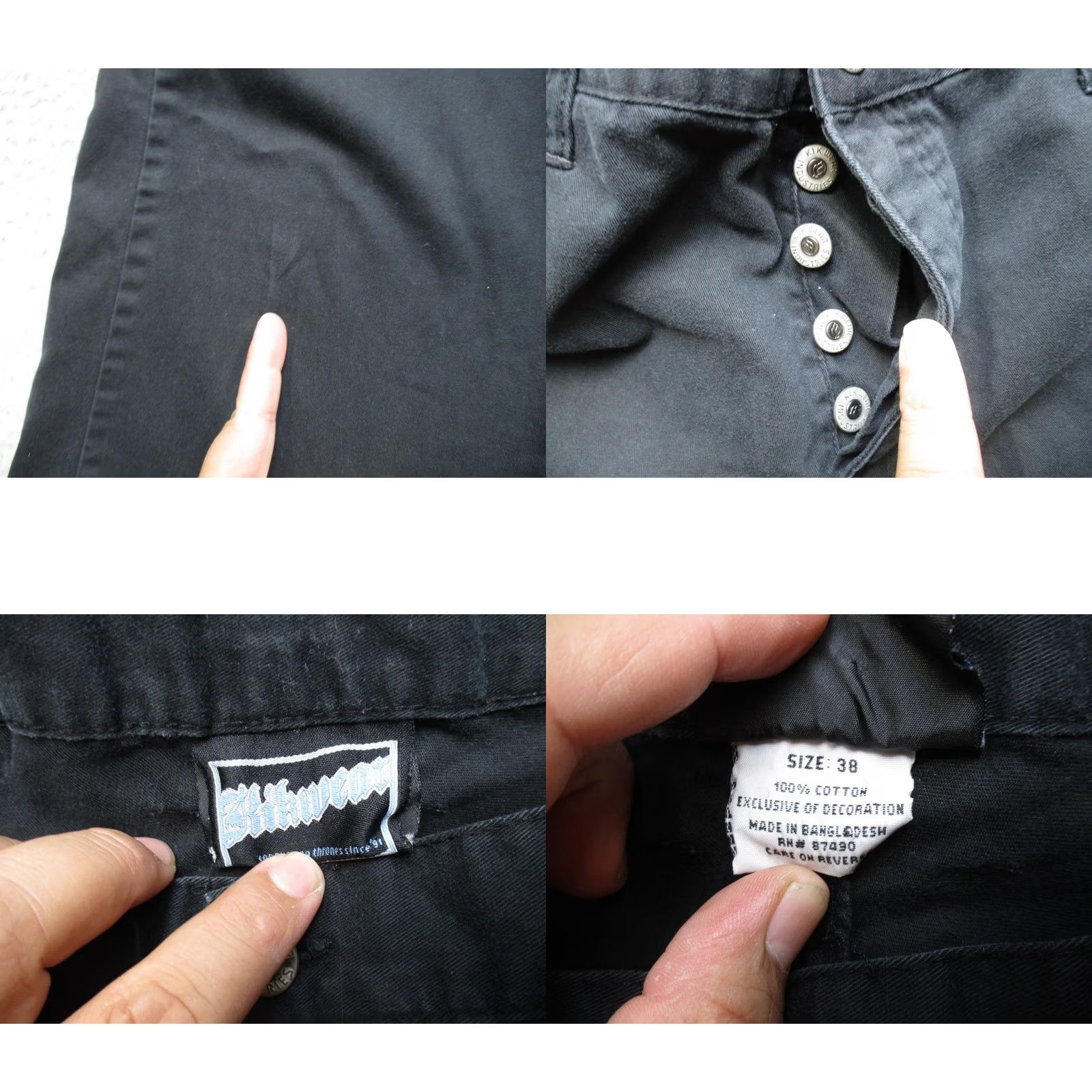 Vintage Kikwear 91 Jeans Mens 38 Black Wide-Leg Baggy Streetwear Denim 100% Cotton Relaxed Button Fly Pockets Size US 38 / EU 54 - 8 Thumbnail