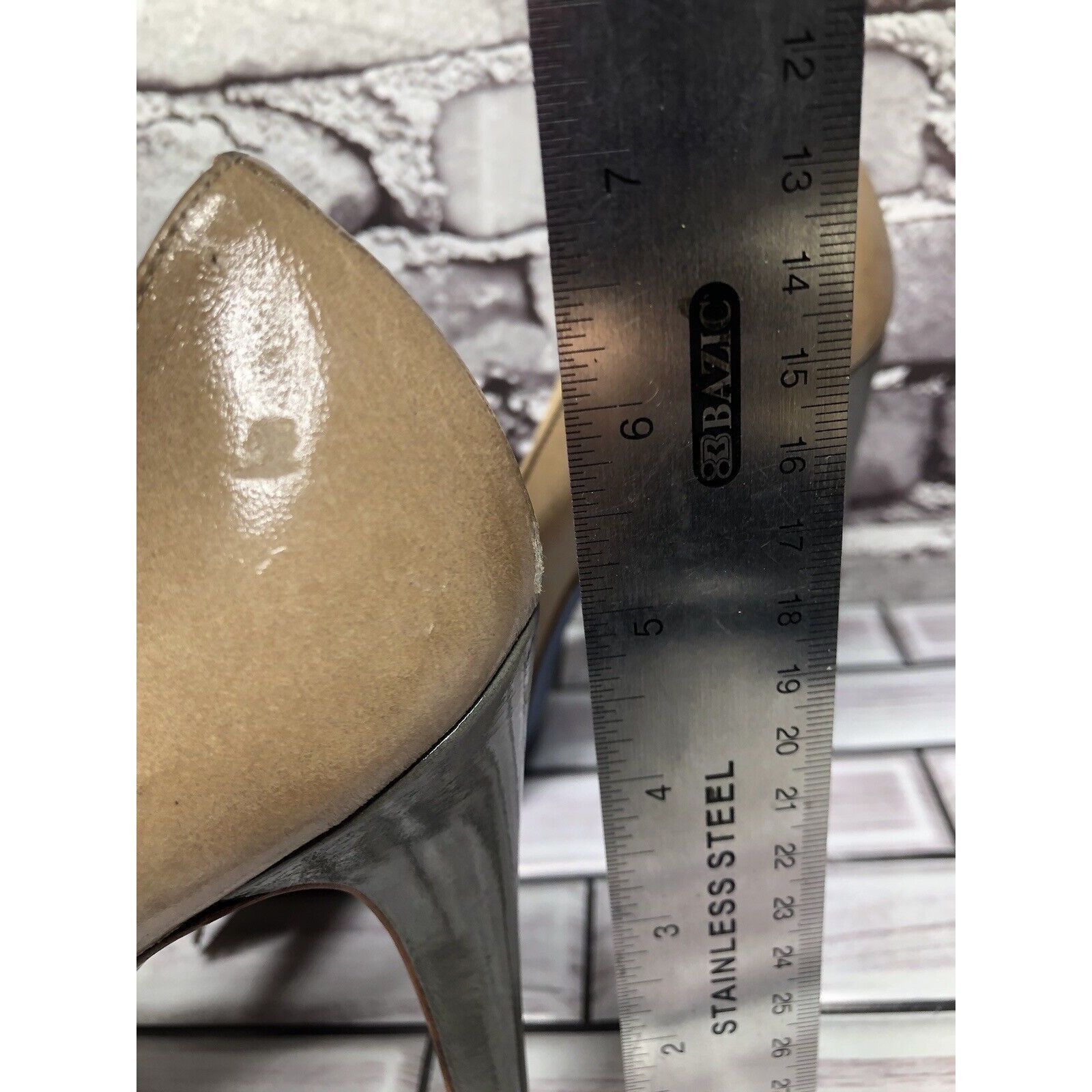 Other Alessandro Oteri Nude Patent Leather Grey Ribbon Bow Stilett Size US 8.5 / IT 38.5 - 6 Thumbnail