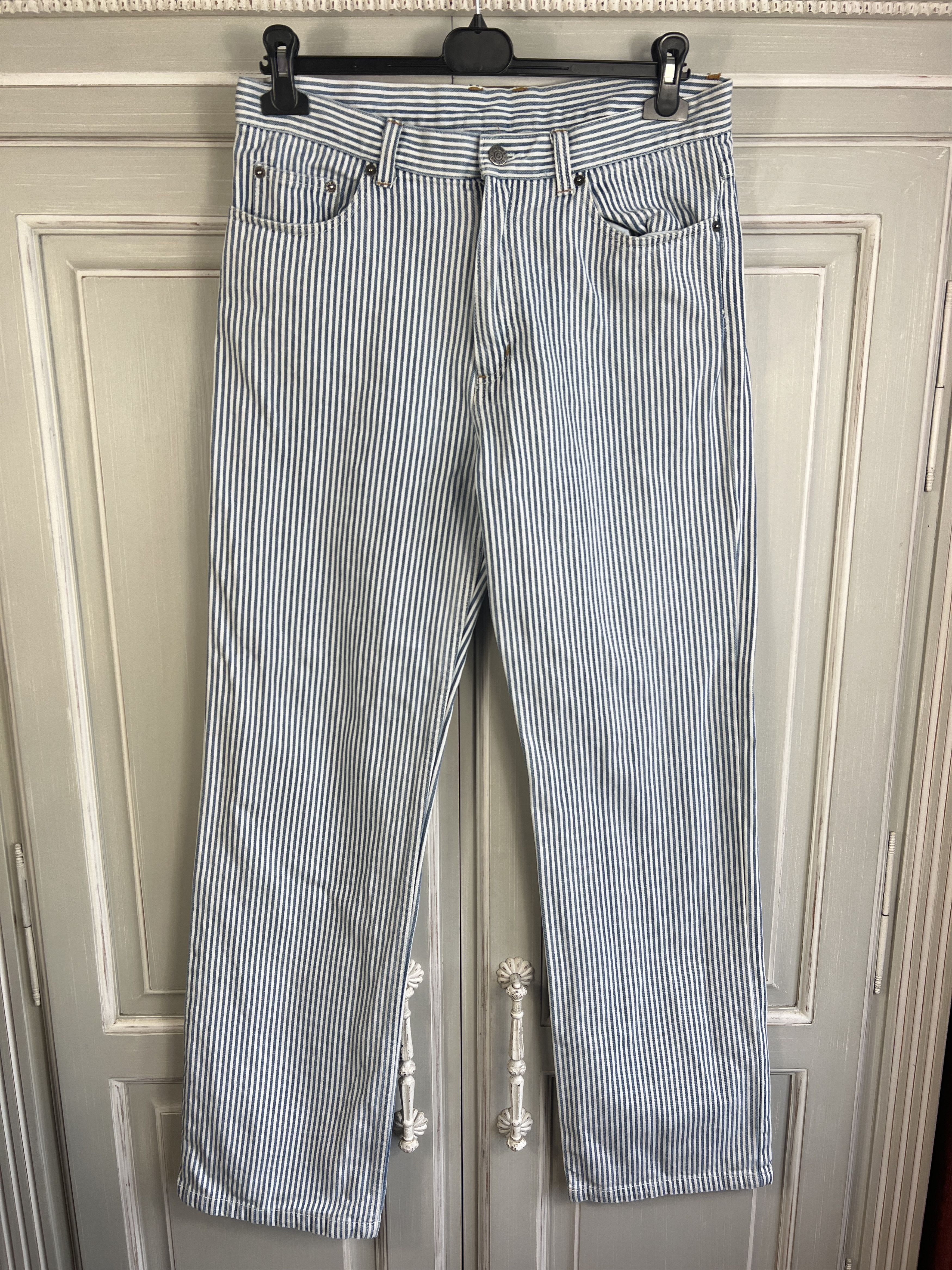 Vintage VINTAGE AVANTGARDE CRAZY STRIPED JEANS DENIM 90S Size US 32 / EU 48 - 2 Thumbnail