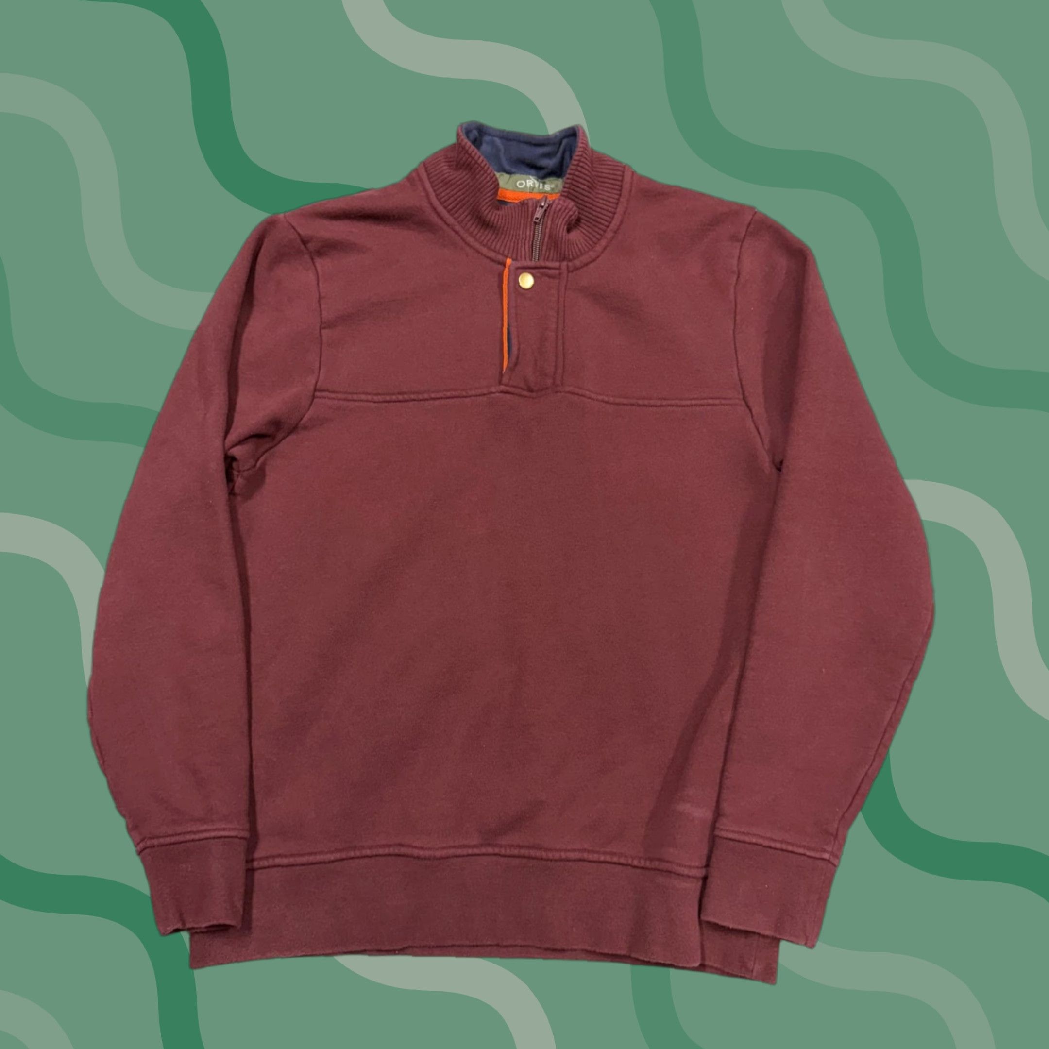 Orvis VINTAGE Orvis Sweatshirt Mens M Red Mock Neck Snap Pullover Fleece Solid Size US M / EU 48-50 / 2 - 1 Thumbnail