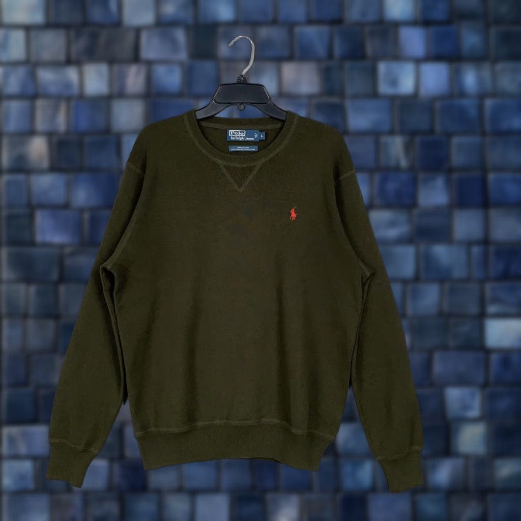 Polo Ralph Lauren Polo Ralph Lauren Sweater Mens Large Green Cotton Crewneck Red Pony Logo Pullover Knit Crew Neck Classic Preppy Knitwear Mens Size US L / EU 52-54 / 3 - 1 Thumbnail