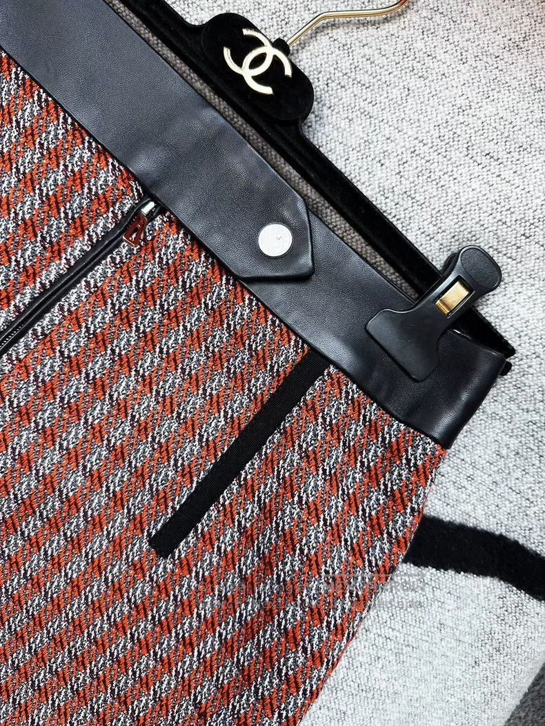 Hermes Hermes Autumn/winter orange and gray plaid soft wool and l Size 24" / US 00 / IT 34 - 2 Thumbnail