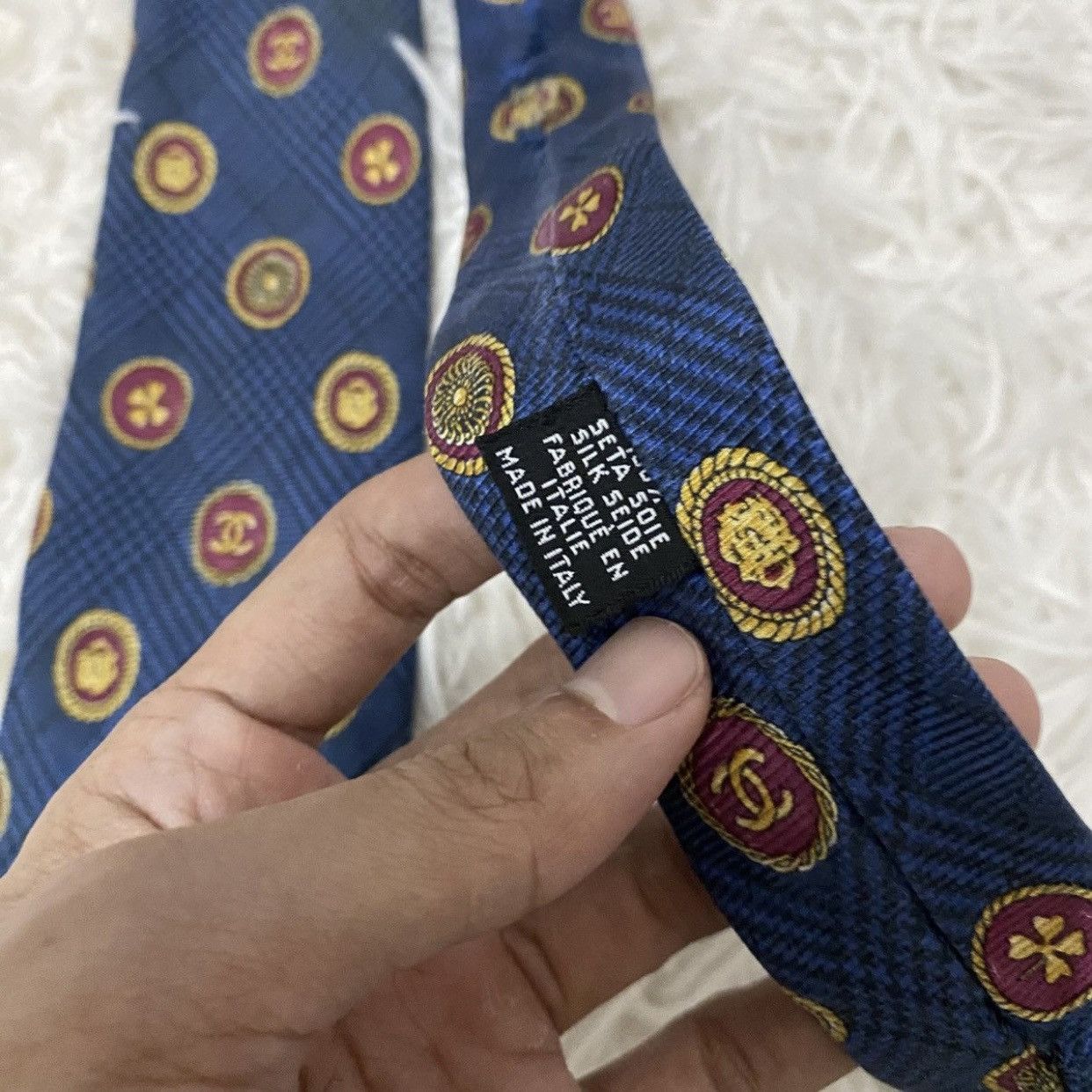 Chanel Vintage Chanel Interlocking CC Medallion Silk Tie Size ONE SIZE - 7 Thumbnail