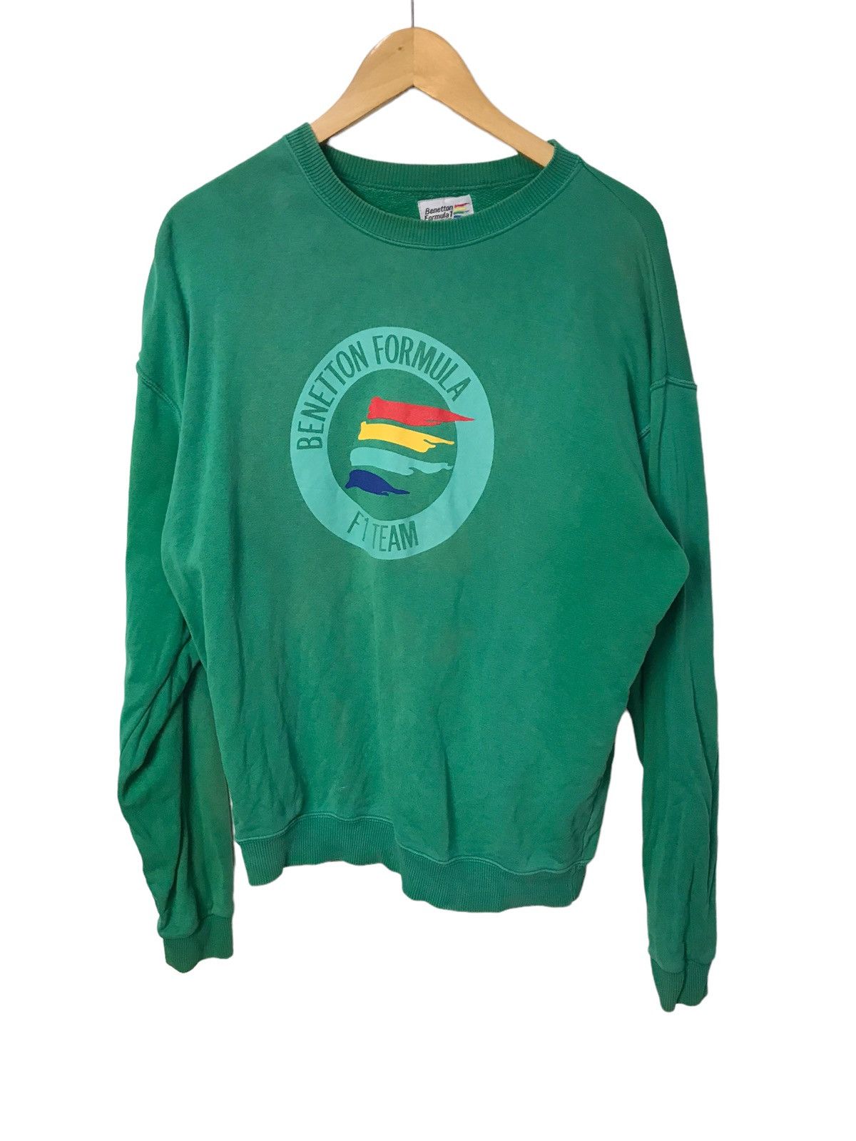 image of Sports Specialties x United Colors Of Benetton Benetton Formula F1 Team Faded Sweatshirt in Green (