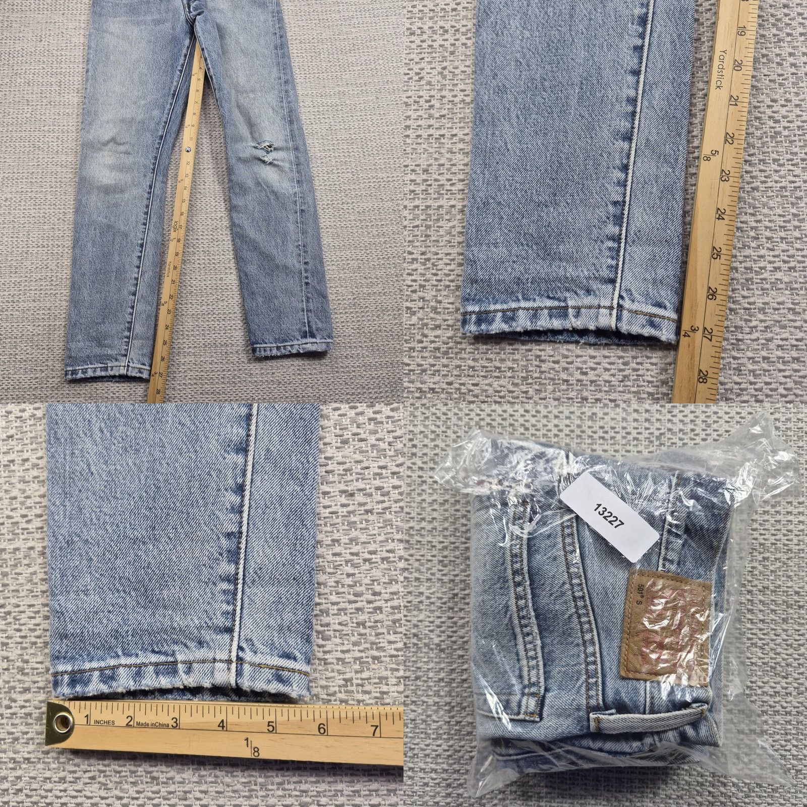 Levi's Levi's 501 S Jeans Mens 25x28 White Oak Cone Distressed Denim Button Fly Skinny 5-Pocket Blue Vintage USA Mens Size US 26 / EU 42 - 9 Thumbnail