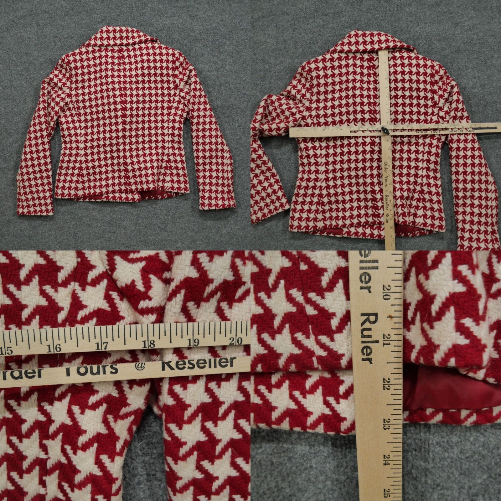 Talbots Talbots Jacket Womens 6 Red White Herringbone Woo Blend Motorcycle Asymetical Size M / US 6-8 / IT 42-44 - 8 Thumbnail