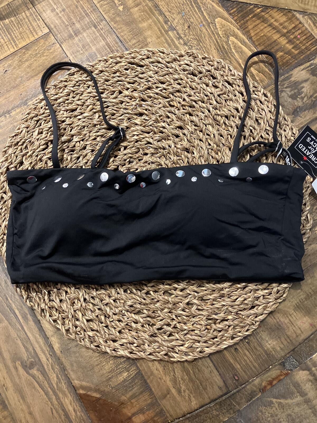 Other Nailheads NWT Bar lll Black Crop Top Stud Detailing, Size S Size ONE SIZE - 1 Thumbnail