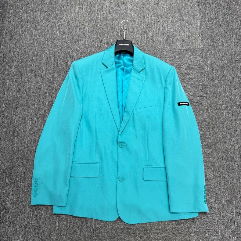Balenciaga Balenciaga size 36 Teal Pleated Blazer Jacket Size S / US 4 / IT 40 - 1 Thumbnail