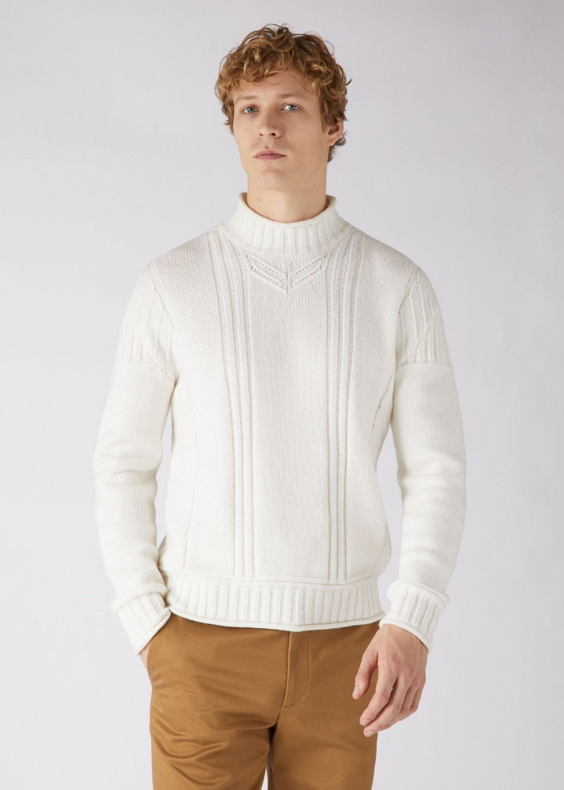 image of Loro Piana O1Loc1C0124 Mock-Neck Sweater In White, Men's (Size XL)