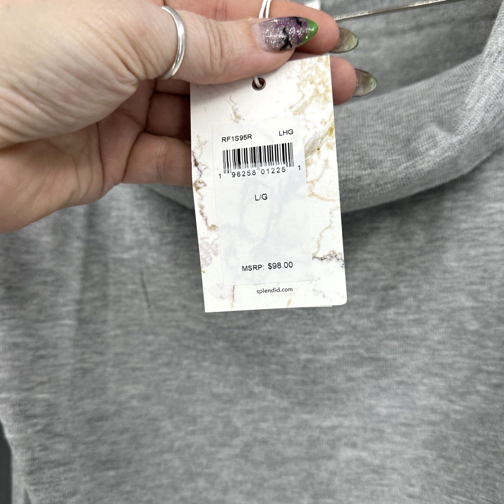 Splendid Splendid Women's Off the Shoulder Sweater, Large, Gray, Knit, Casual Blouse, Quiet Luxury, Long Sleeve Size L / US 10 / IT 46 - 7 Thumbnail
