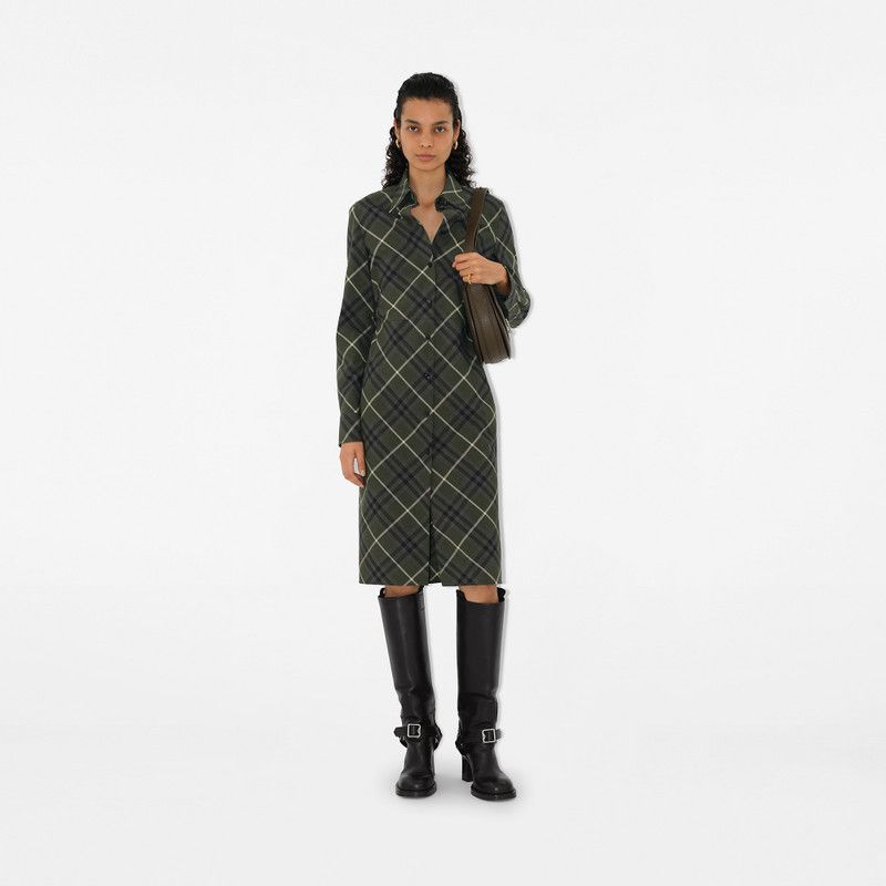 Burberry o1w1db10326 Check Wool Blend Shirt Dress in Multicolor Size S / US 4 / IT 40 - 2 Thumbnail