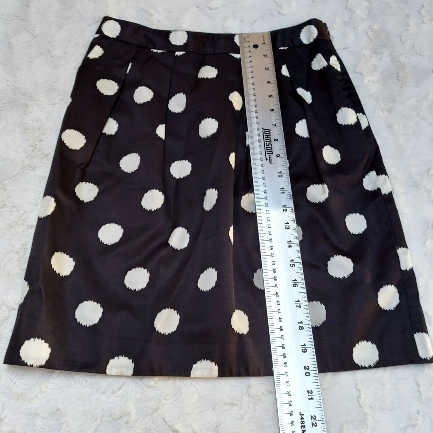 Loft LOFT Skirt Womens 2 Black Ann Taylor Women Cotton Silk Polka Dot Pleated Lined White Size 26" / US 2 / IT 38 - 5 Thumbnail