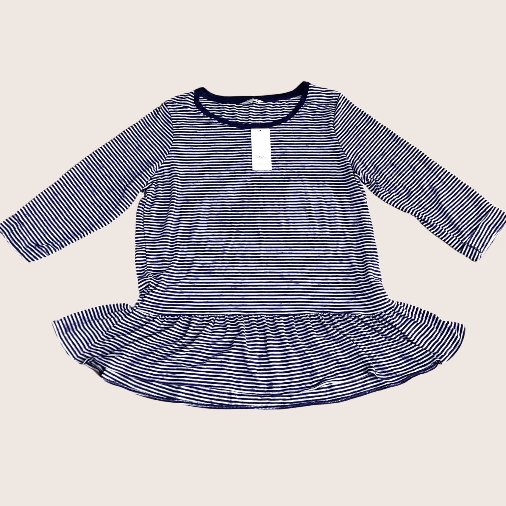 Marks & Spencer M&S Sleep Striped Navy & White 3/4 Sleeve Top UK 16 Womens BNWT Size XXL / US 16-18 / IT 52-54 - 1 Thumbnail