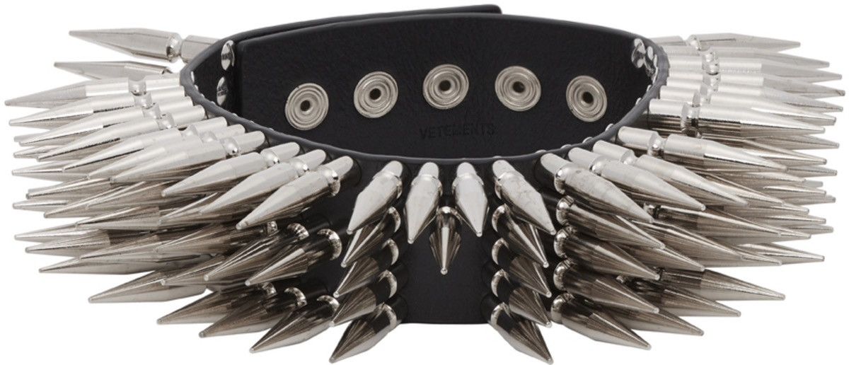Balenciaga Vetements spike black leather choker Size ONE SIZE - 3 Thumbnail