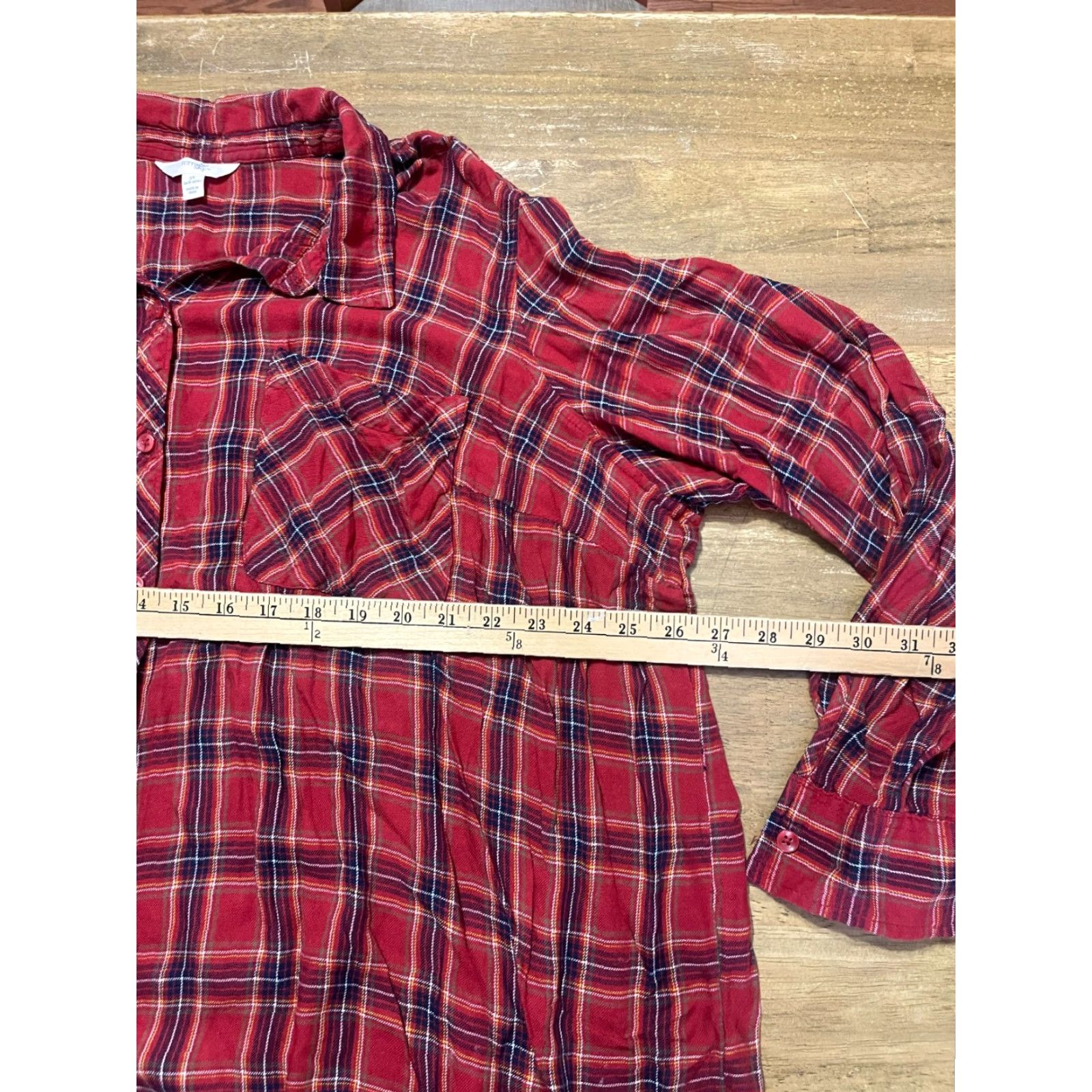 Vintage Terra & Sky Shirt Womens 3X Red Plaid Button-Up Long Sleeve Casual Travel Size XXL / US 16-18 / IT 52-54 - 6 Thumbnail