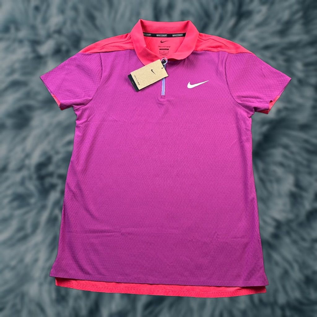 Nike Nike Court Polo Mens M Purple DriFit Tennis Zip Shirt Size US M / EU 48-50 / 2 - 1 Thumbnail