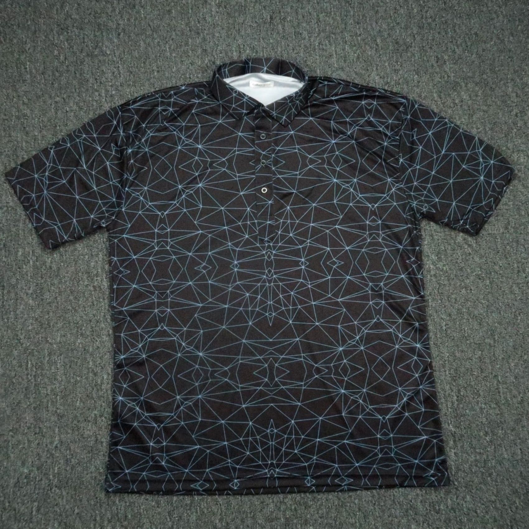 Vintage Collars & Co Shirt Mens 2XL Black Abstract Short Sleeve Performance Polo Geometric Breathable Lightweight Golf Shirt Mens Size US XXL / EU 58 / 5 - 2 Thumbnail
