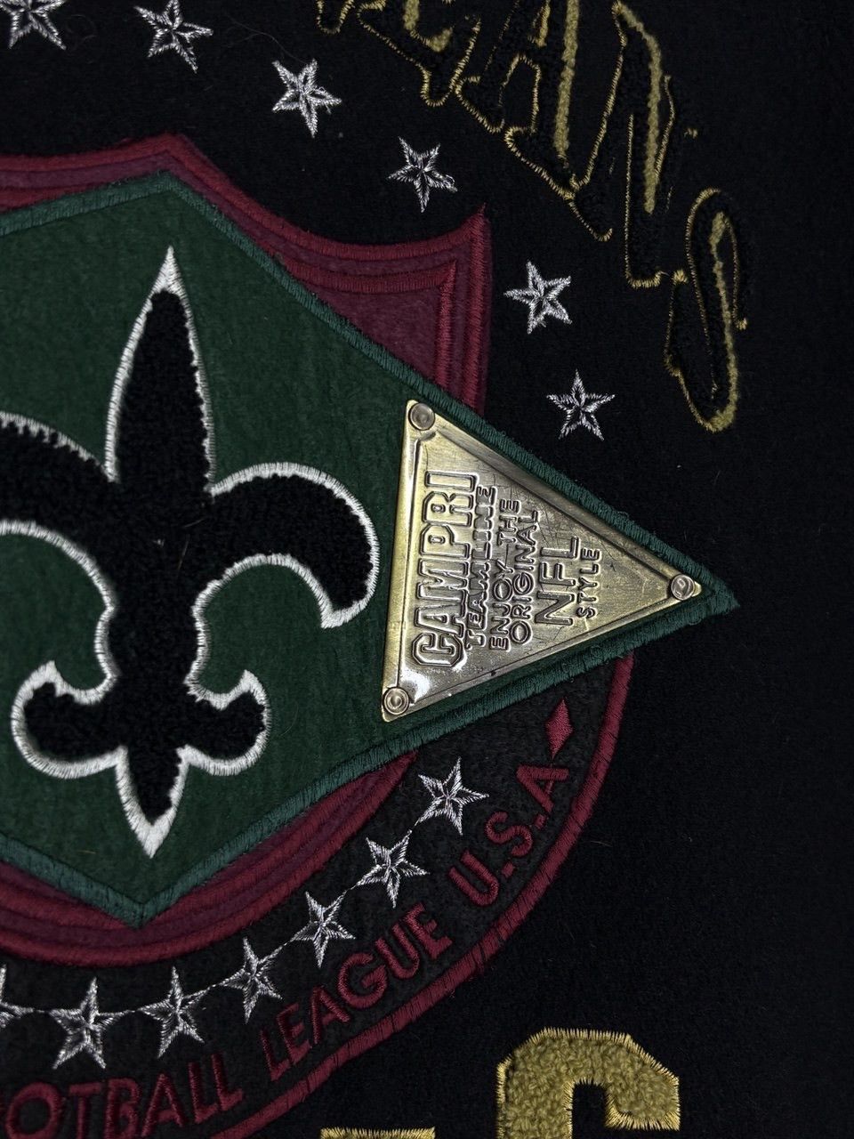 NFL Saints New Orleans Vintage 90s Wool Leather Varsity Jacket Size US XL / EU 56 / 4 - 17 Thumbnail