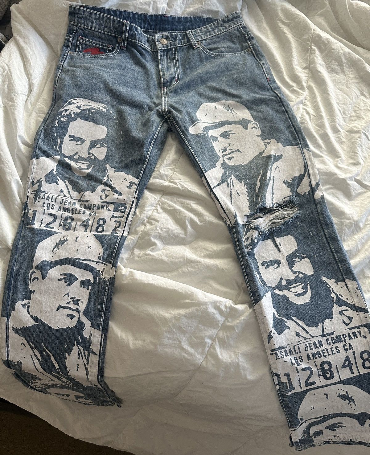 Asaali Cartel Denim Pants Blue Jean/White Size 32
