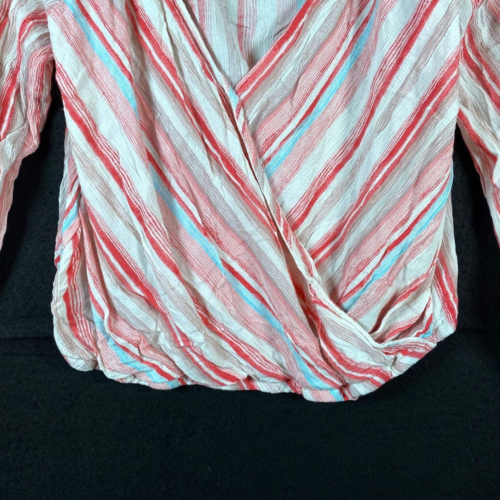 Anthropologie Sadie & Sage Anthropologie Womens Blouse Multi Striped Deep V Long Sleeve M Shirt Girls? Size M / US 6-8 / IT 42-44 - 4 Thumbnail