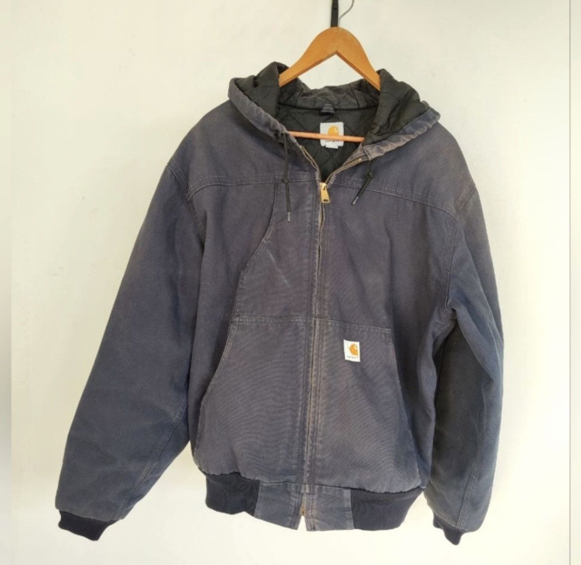 Vintage Carhartt Hoodie Jacket Quilted Lined Size Large RN14806