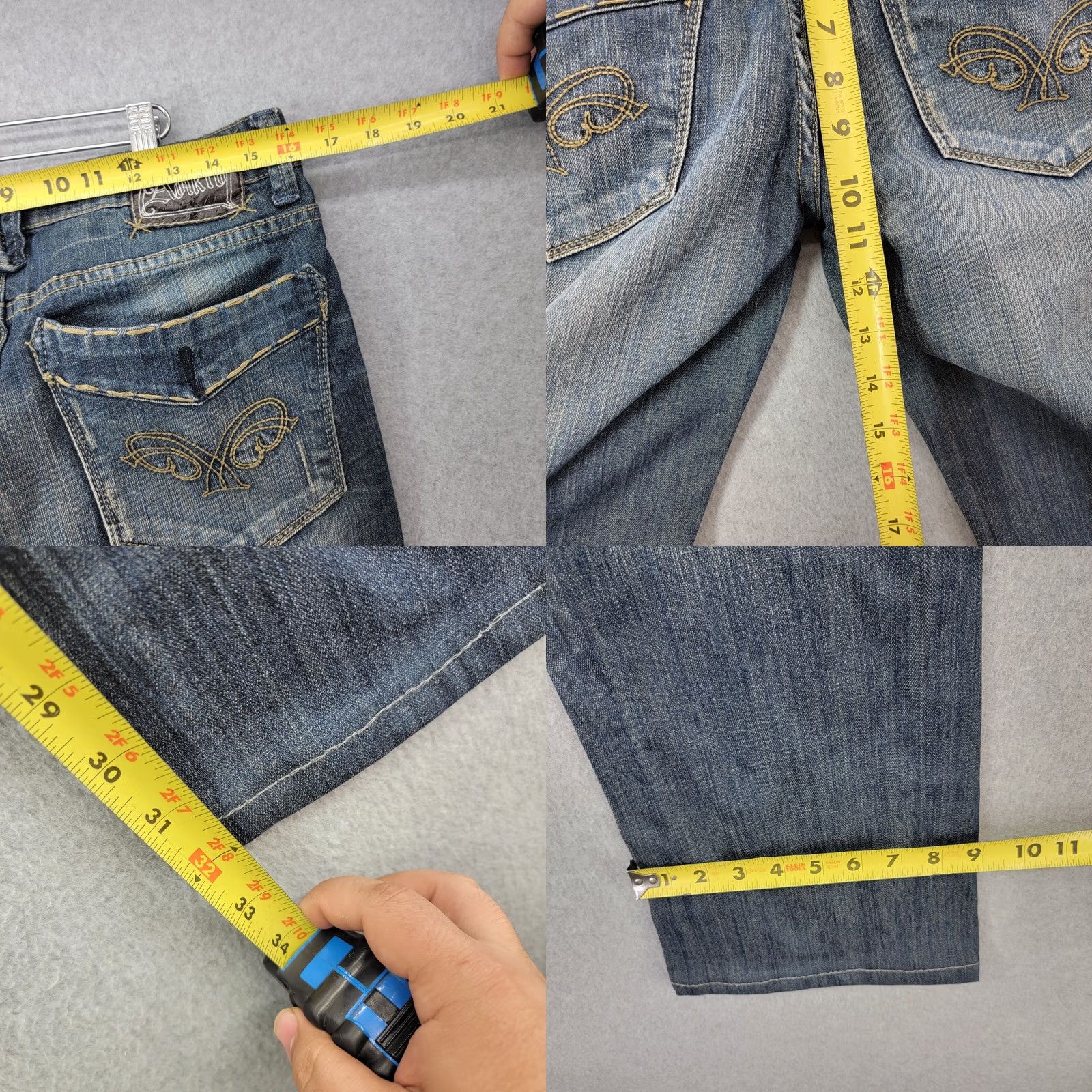 Denime Adiktd Jeans Women’s 8 w30 Blue Denim Designer Wide-Leg 90s Bohemian Rock Jeans Size 30" / US 8 / IT 44 - 9 Thumbnail
