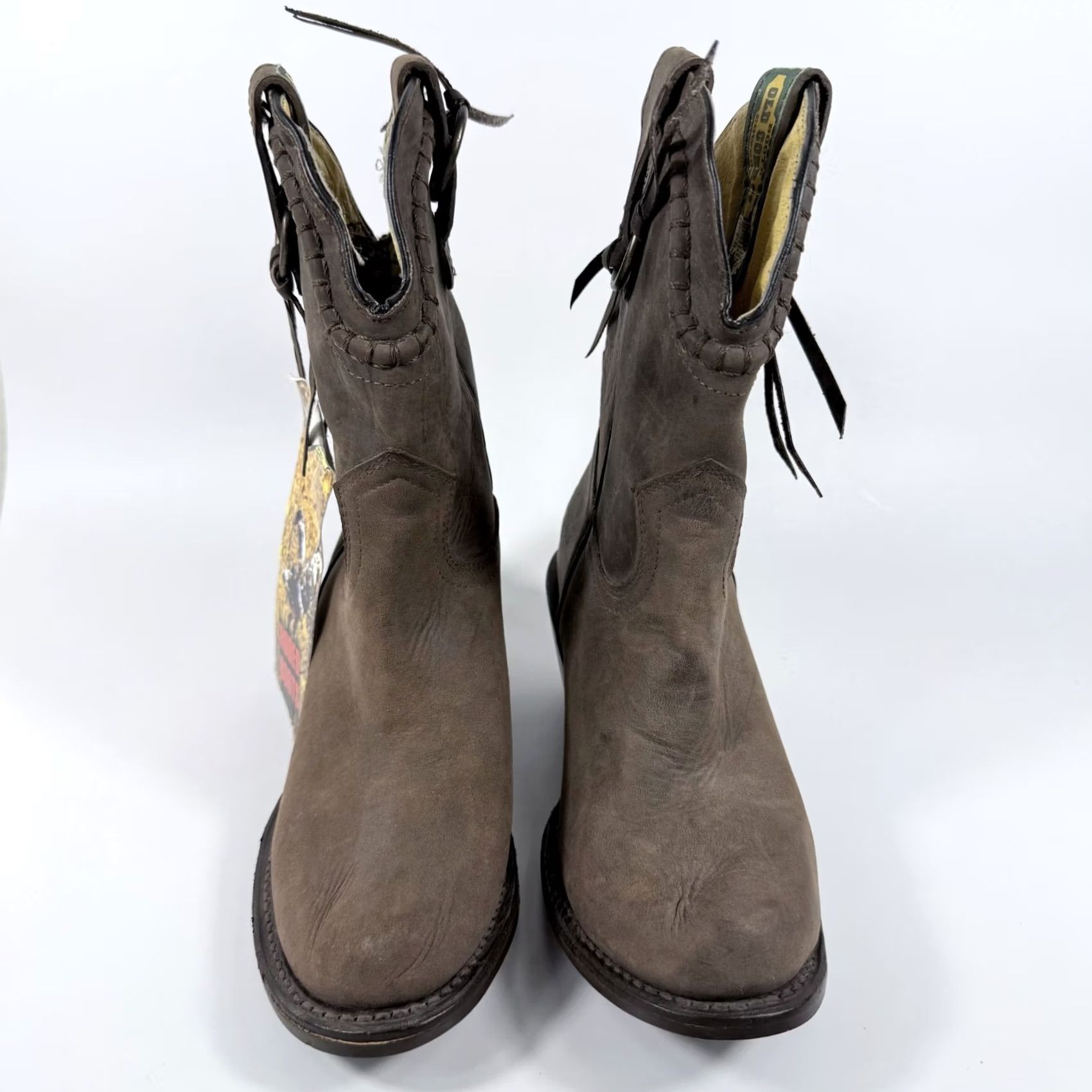 Vintage Old Corral Boots Women Brown Leather Pull On Round Toe Western - 7.5 Boots Size US 8 / IT 38 - 3 Thumbnail