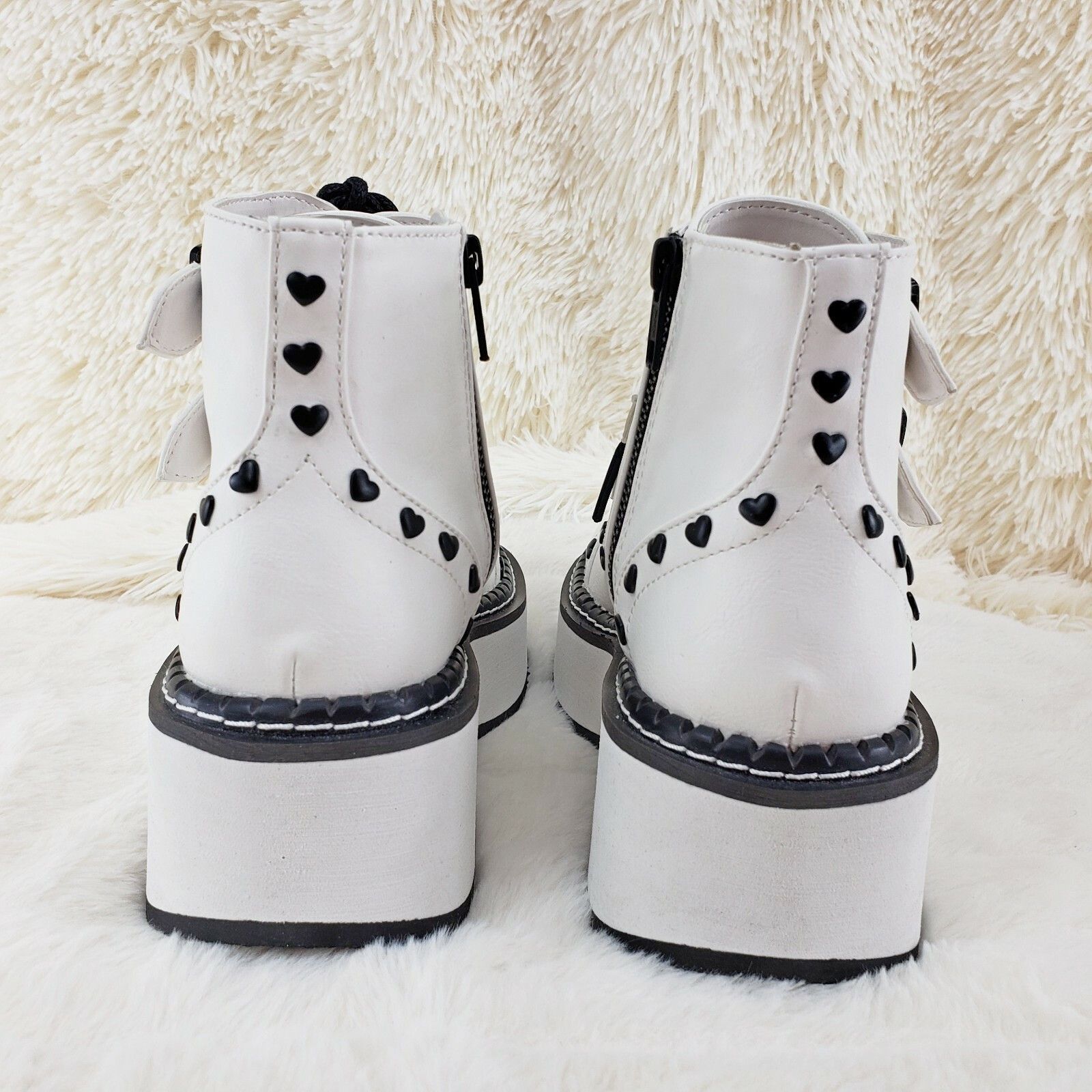Other DEMONIA Emily 315 White Matte Heart Stud 2" Platform Ankle B Size US 11 / IT 41 - 8 Thumbnail