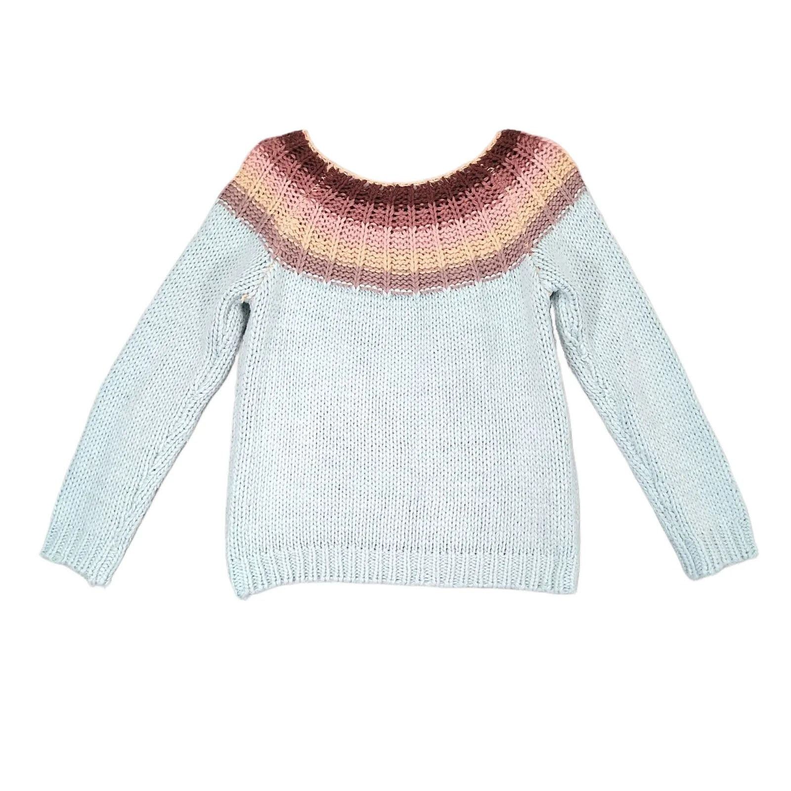 Other Alya Women's M Pastel Blue Chunky Knit Boho Cozy Sweater Size M / US 6-8 / IT 42-44 - 2 Thumbnail