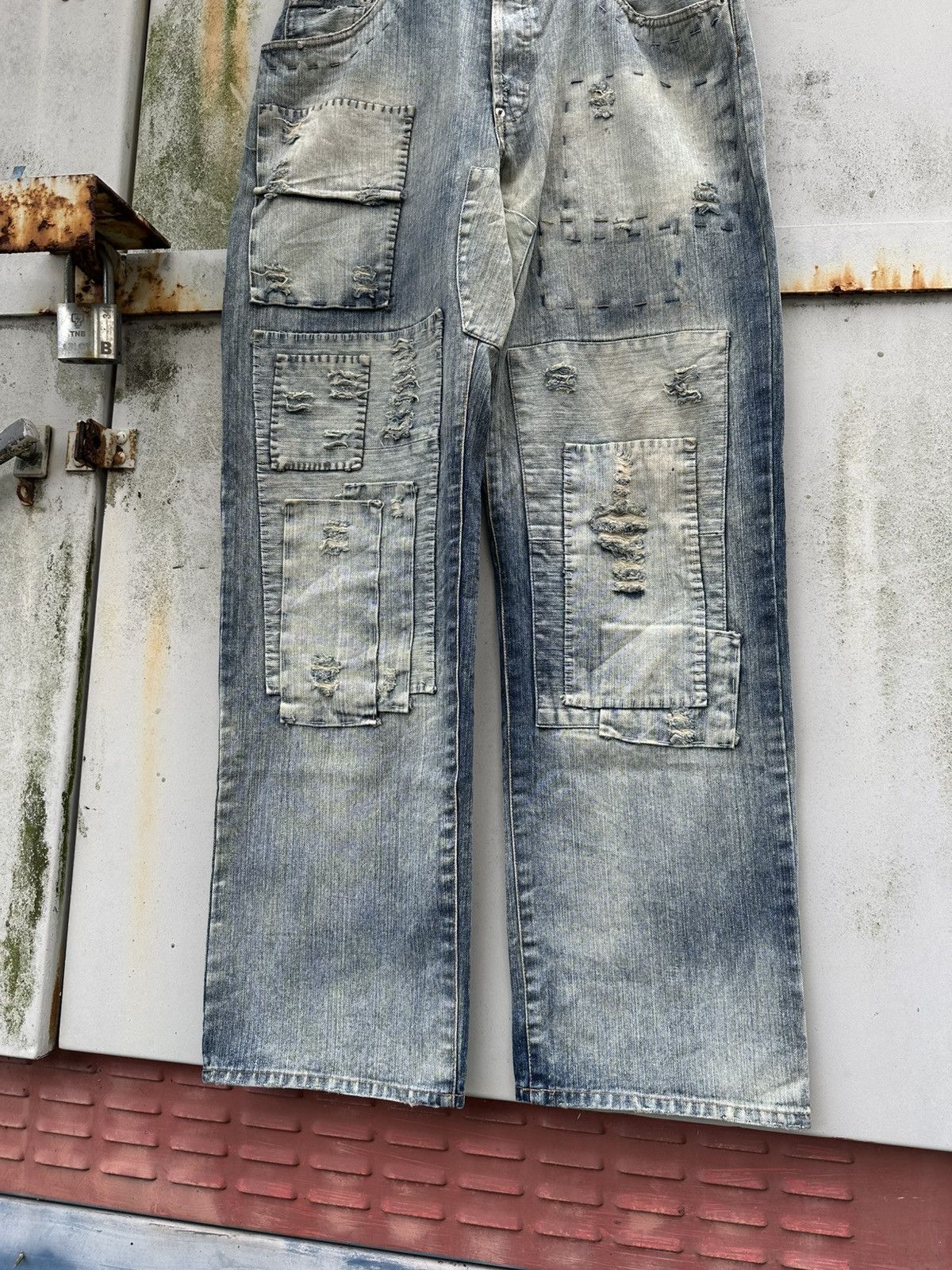 Vintage 👹Vintage Circum Embroidery Patchwork Baggy Jeans Size US 33 - 7 Thumbnail