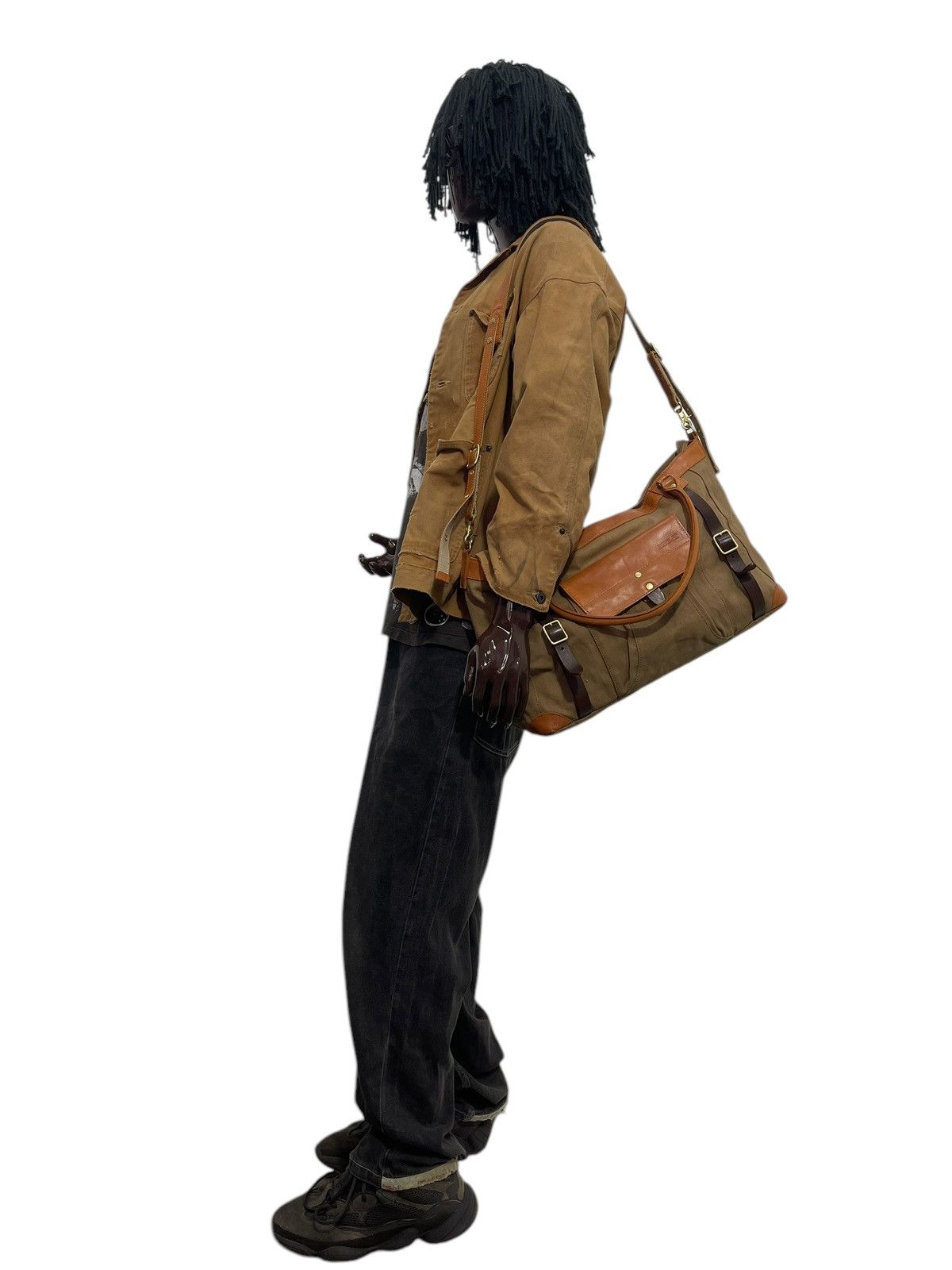 Genuine Leather Leather Cotton Doubles Duffle Bag 1🟩7 Size ONE SIZE - 3 Thumbnail