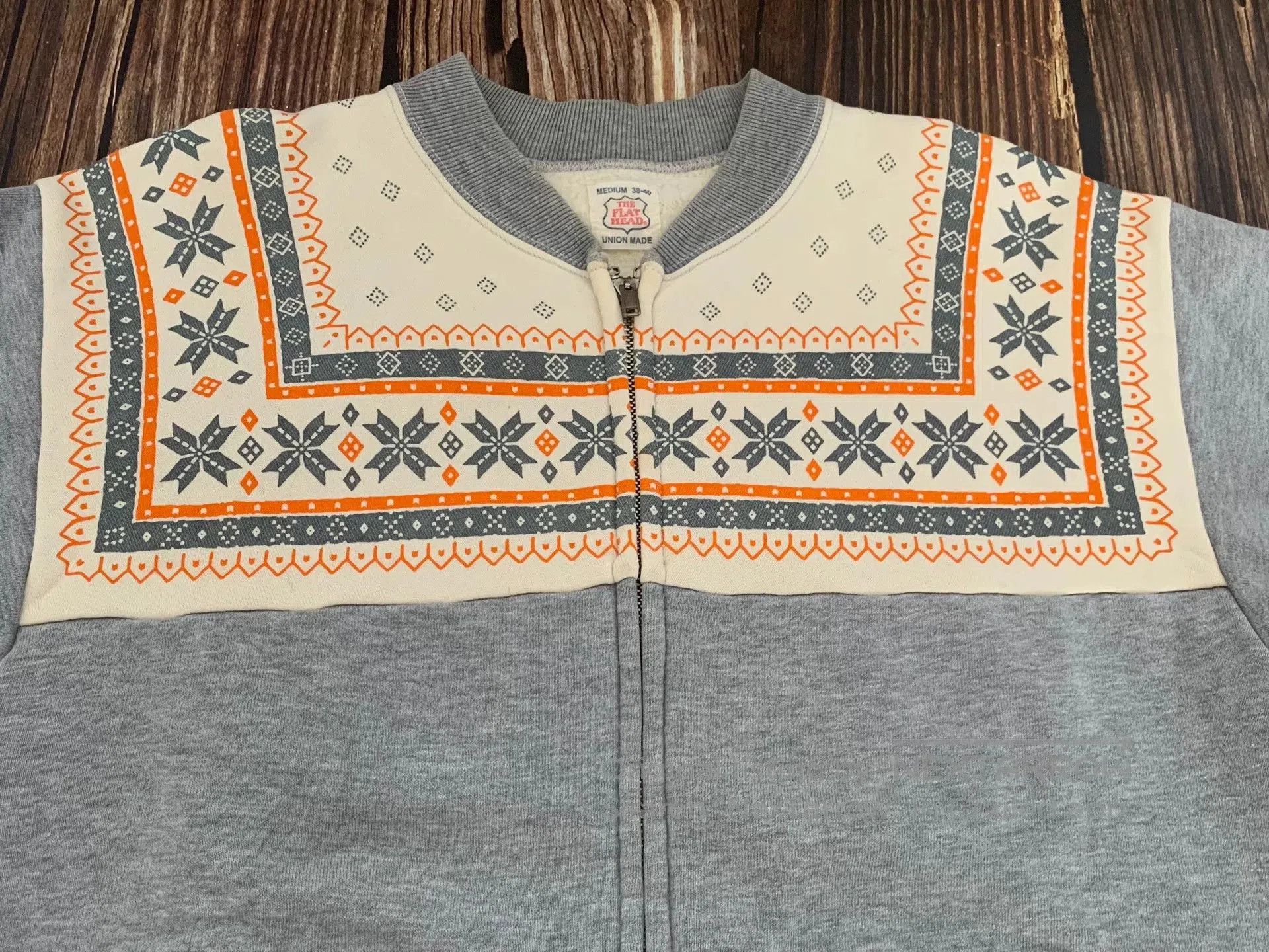 The Flat Head stylish gray patterned zip hoodie. Size US M / EU 48-50 / 2 - 3 Thumbnail