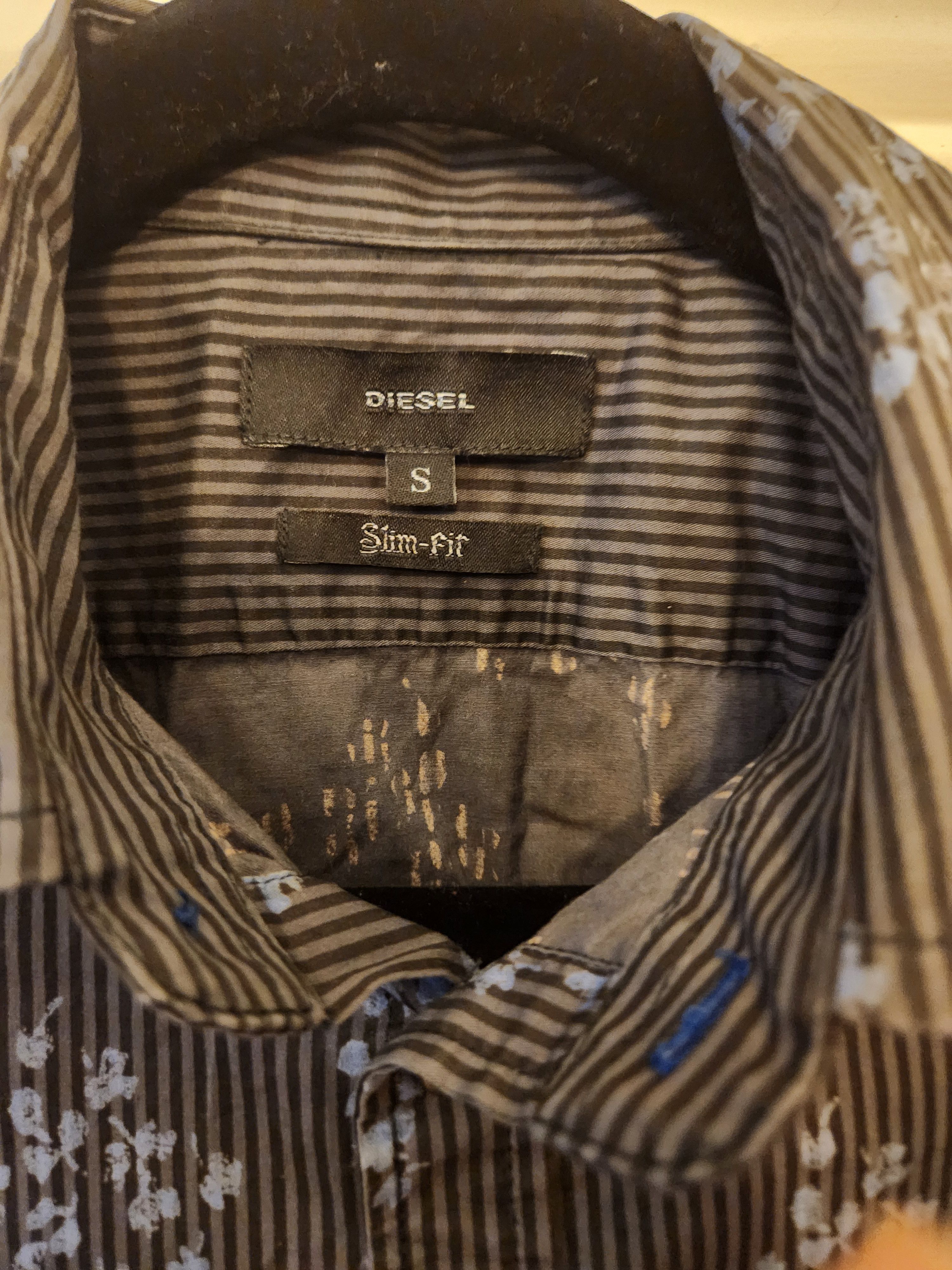 Diesel Men's Cotton Blend Striped/Floral Slim Fit Shirt Size US S / EU 44-46 / 1 - 3 Thumbnail