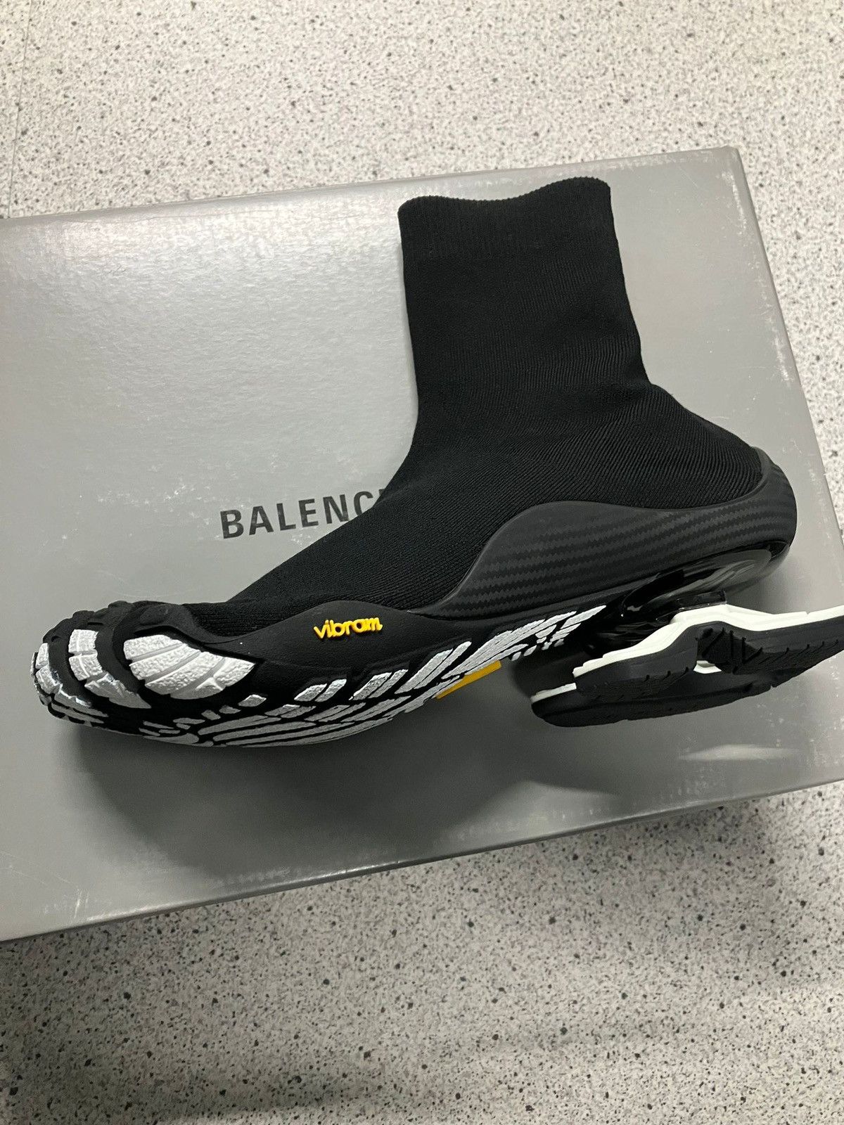 image of Balenciaga Vibram Five Fingers Flex Toe High-Top Sneakers in Black, Men's (Size 12)