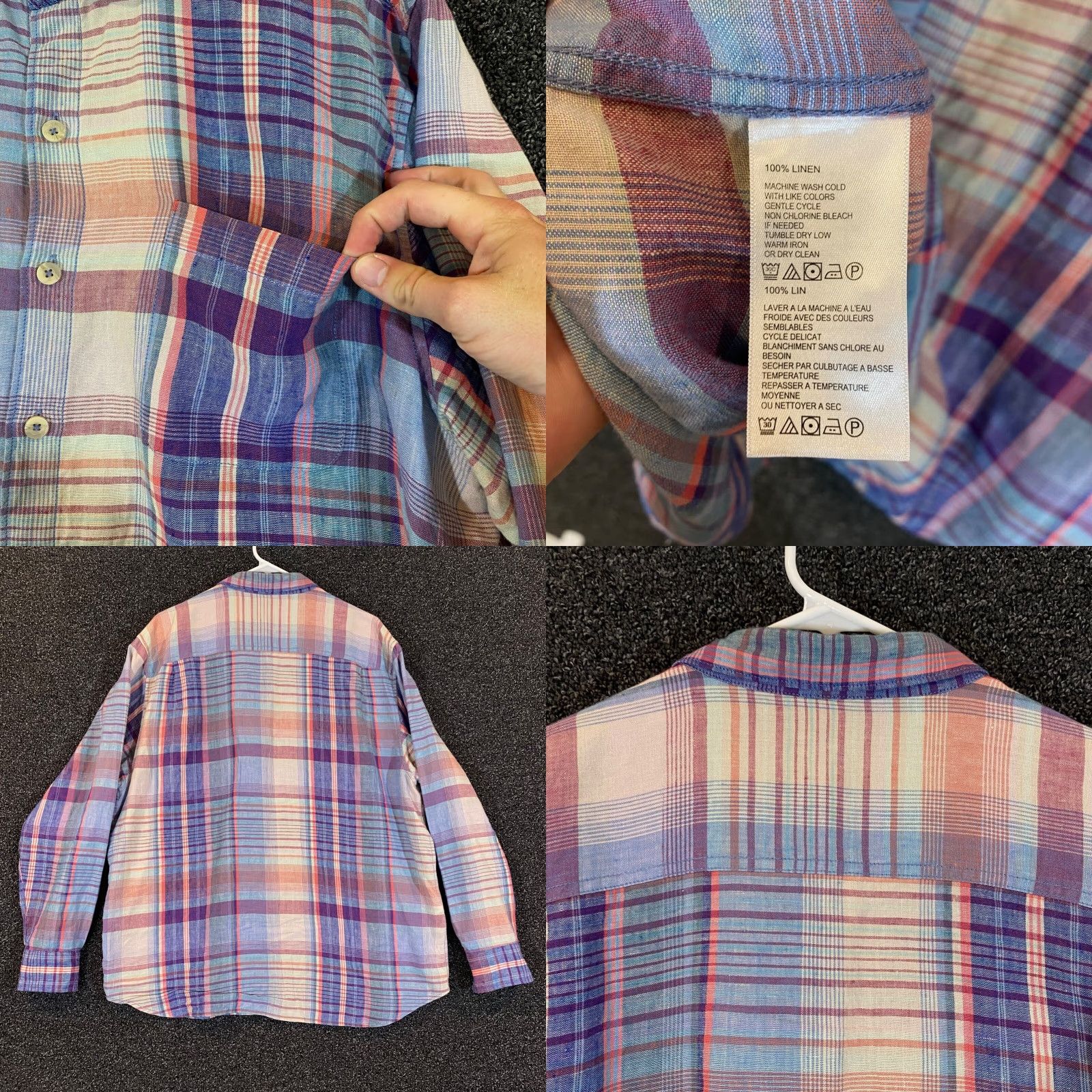 Tommy Bahama Tommy Bahama Shirt Mens XL Blue Multicolor Plaid Button Up Hawaiian Linen Long Size US XL / EU 56 / 4 - 8 Thumbnail