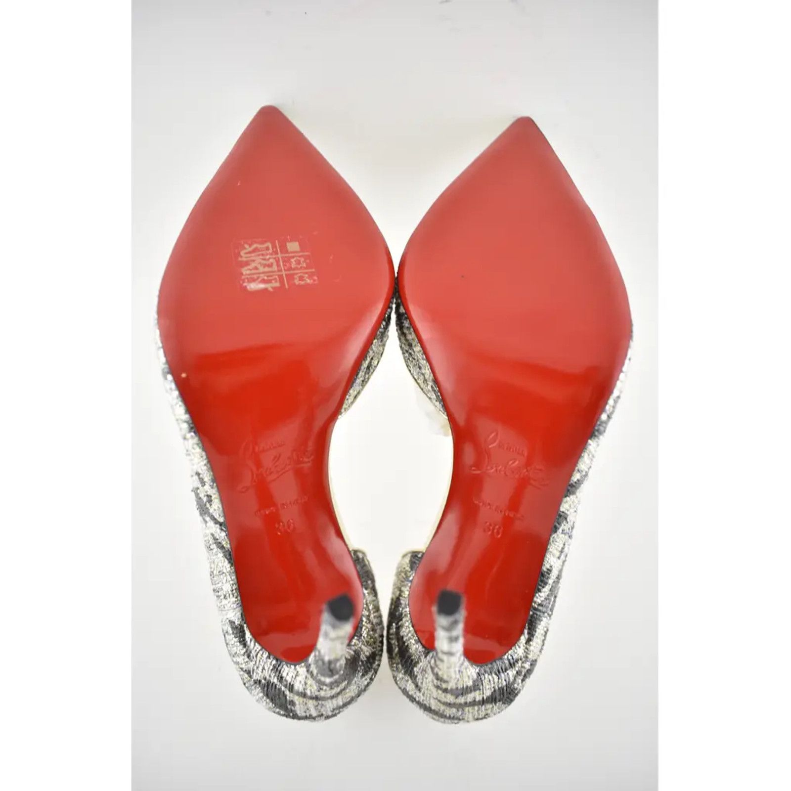 Christian Louboutin Christian Louboutin Iriza 100 Silver Black Gold Lurex Gigi Size US 6 / IT 36 - 12 Thumbnail