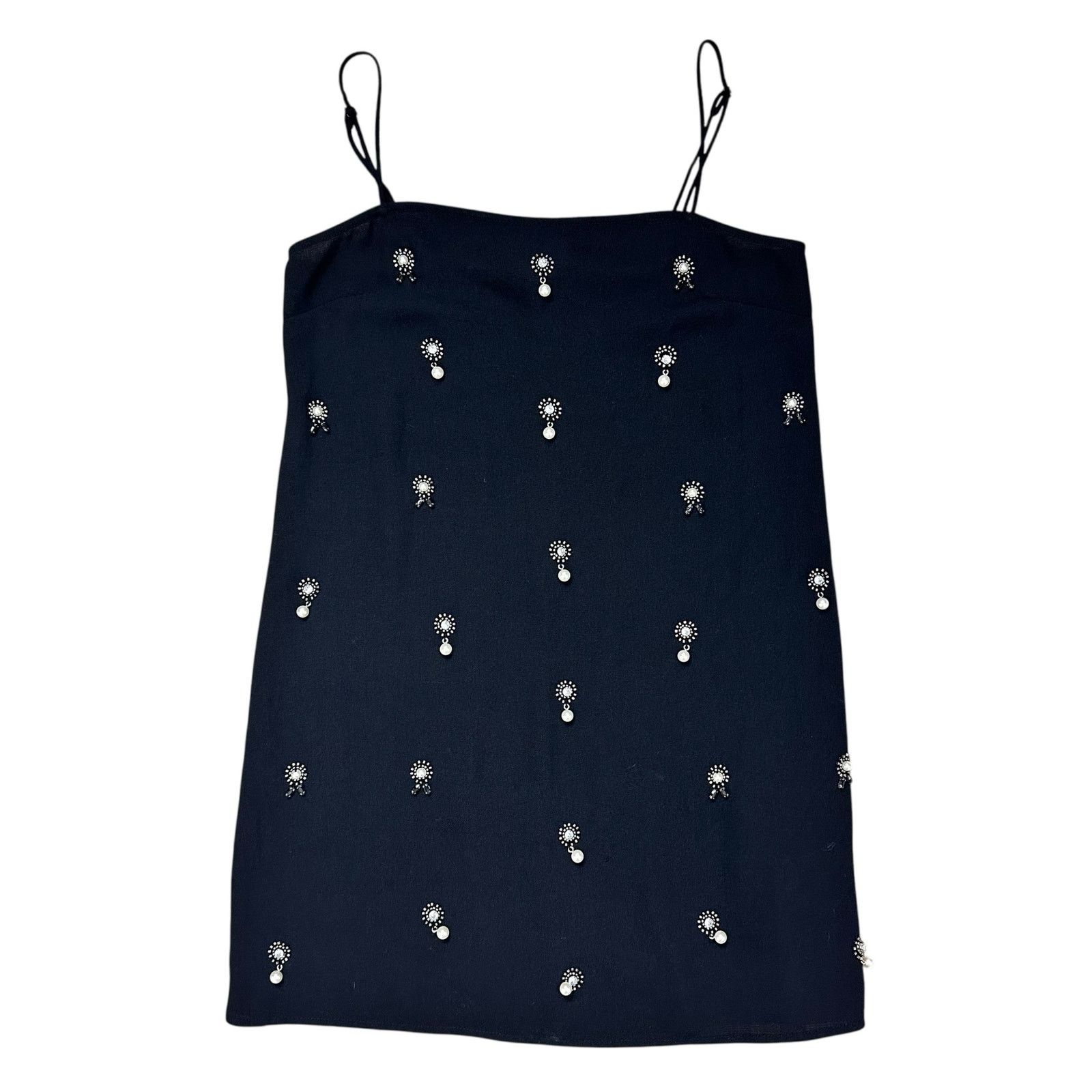 H&M H&M Appliquéd Holiday Slip Dress Pearl Rhinestones Black S Size S / US 4 / IT 40 - 2 Thumbnail