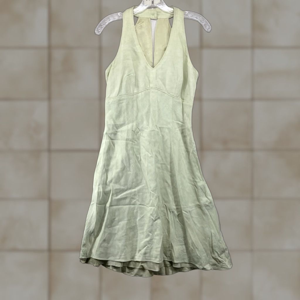 Loft VINTAGE LOFT Dress 4 Sleeveless A-Line Midi Light Pastel Green V-Neck  Zip Women's | Grailed