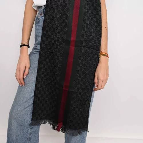 Gucci GUCCI Jacquard GG Supreme Scarf Black Size ONE SIZE - 9 Thumbnail