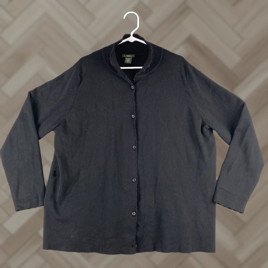Eddie Bauer Eddie Bauer Cardigan Sweater Women 3XL Black Front Button Up Cotton Mock Neck 42-10 Womens Size XXL / US 16-18 / IT 52-54 - 1 Thumbnail