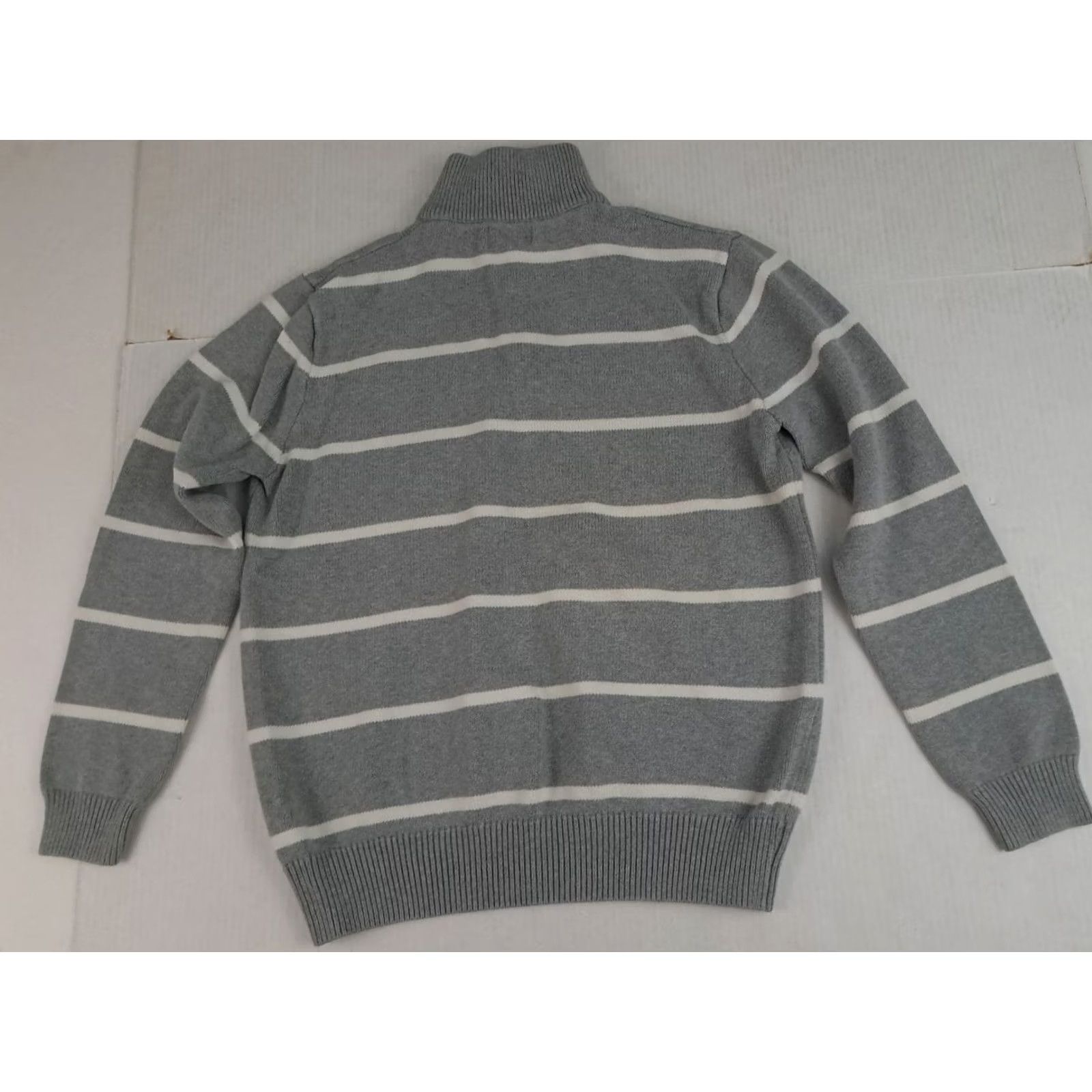 Ralph Lauren VINTAGE Ralph Lauren Polo Jeans Company Sweater 1/4 Zip Striped Grey Gray Mens M Knit Cotton Logo Runway Casual Winter Fall Spring Size US M / EU 48-50 / 2 - 6 Thumbnail