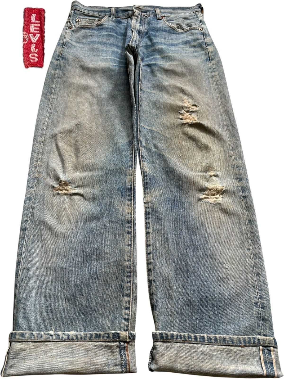 Levi's Vintage 80s Levis 502 Big E Selvedge Mud Wash Loose Jeans Size US 30 / EU 46 - 1 Thumbnail